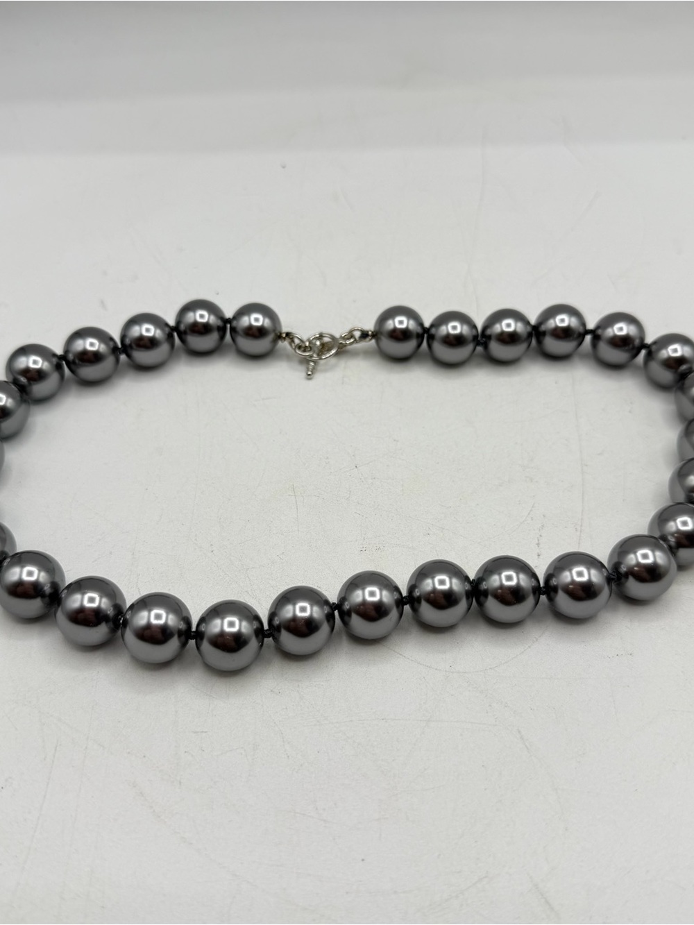 DARK GREY faux PEARL NECKLACE choker Kenneth Jay lane - Picture 2 of 5